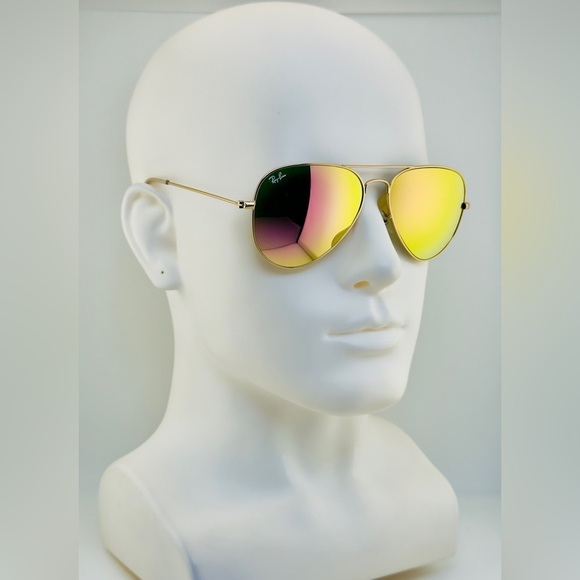 Ray-Ban Sunglasses Aviator Flash Lenses RB3025 Matte Gold Frame Yellow Lenses main image 15